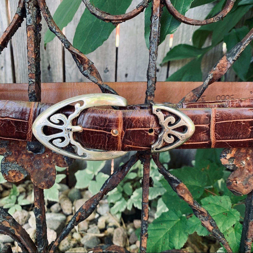 Brighton Women’s silver/brown leather belt